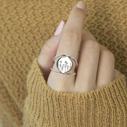 Sterling Silver Spring Wildflowers Nature Ring