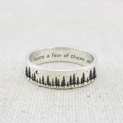 Sterling Silver Forest Tree Nature Ring Engraved with Of All the Paths You Take in Life Make Sure a Few of Them Are Dirt