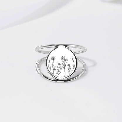 Sterling Silver Spring Wildflowers Nature Ring