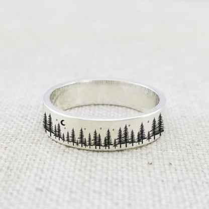 Sterling Silver Forest Tree Nature Ring Engraved with Of All the Paths You Take in Life Make Sure a Few of Them Are Dirt