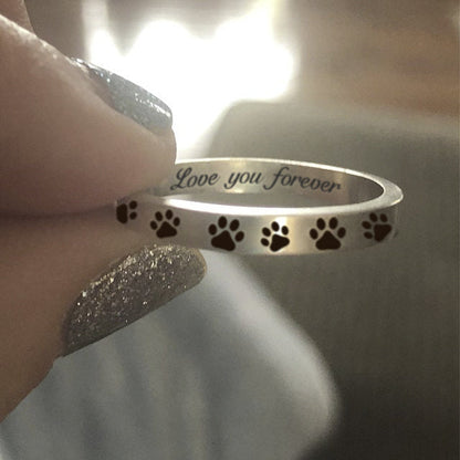 Sterling Silver Personalized Engraved Puppy Paw Print Ring