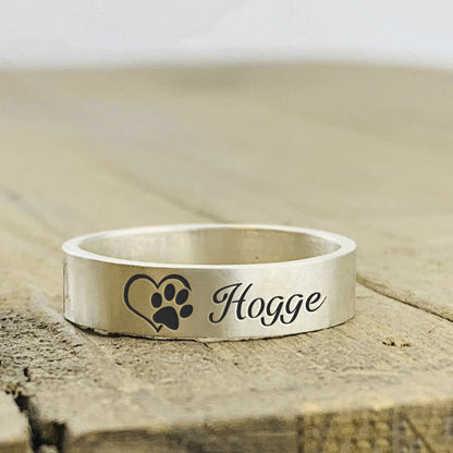 Sterling Silver Personalized Engraved Puppy Paw Print Ring