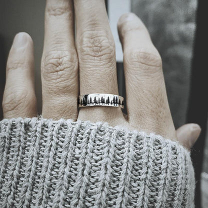 Sterling Silver Forest Tree Nature Ring Engraved with Of All the Paths You Take in Life Make Sure a Few of Them Are Dirt