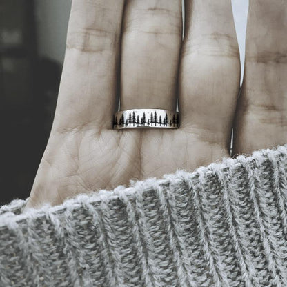 Sterling Silver Forest Tree Nature Ring Engraved with Of All the Paths You Take in Life Make Sure a Few of Them Are Dirt