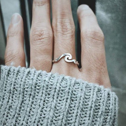 Sterling Silver Wave Ocean Inspirational Ring