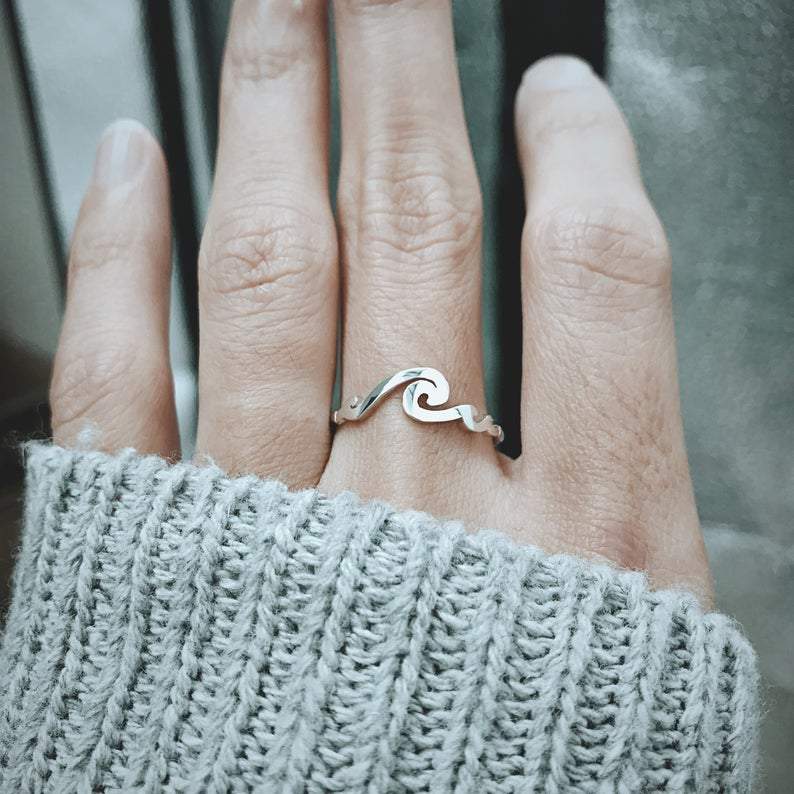 Sterling Silver Wave Ocean Inspirational Ring