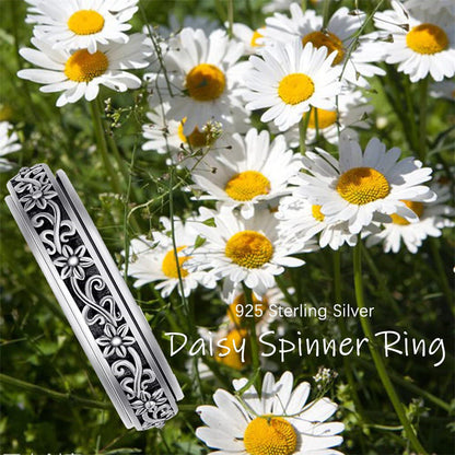 Sterling Silver Sunflower Daisy Spinner Ring