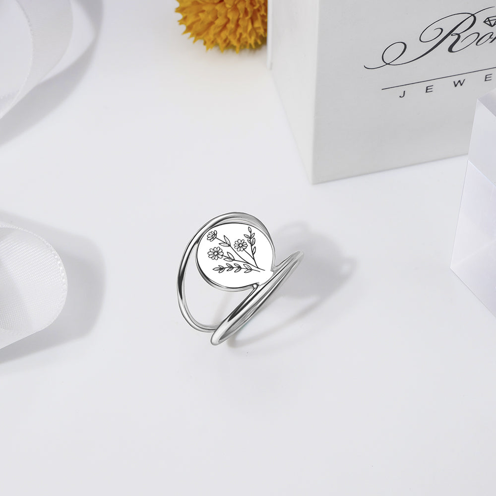 Sterling Silver Spring Wildflowers Nature Ring