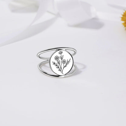 Sterling Silver Spring Wildflowers Nature Ring