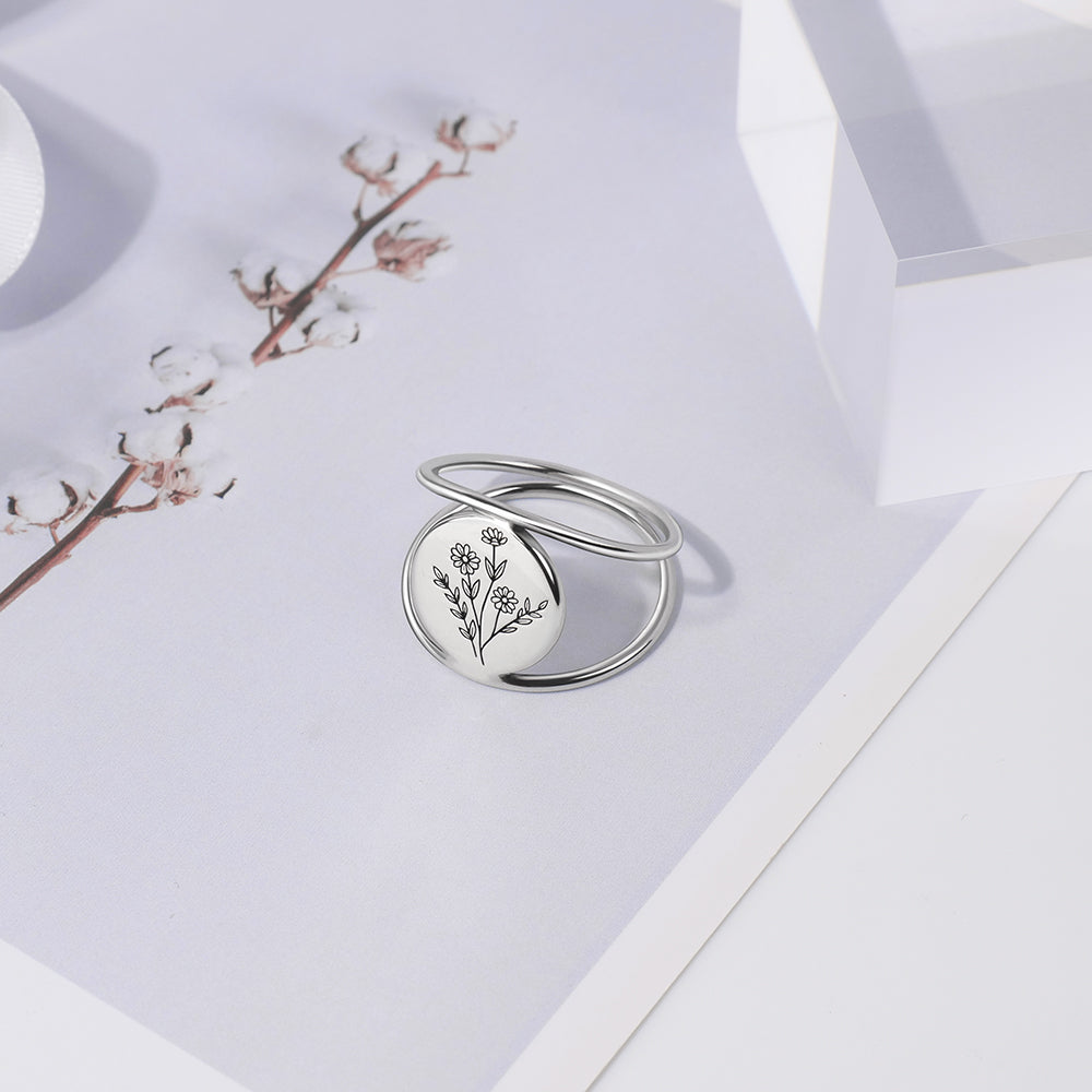 Sterling Silver Spring Wildflowers Nature Ring