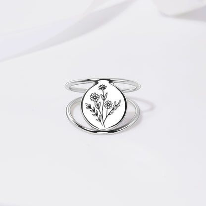 Sterling Silver Spring Wildflowers Nature Ring