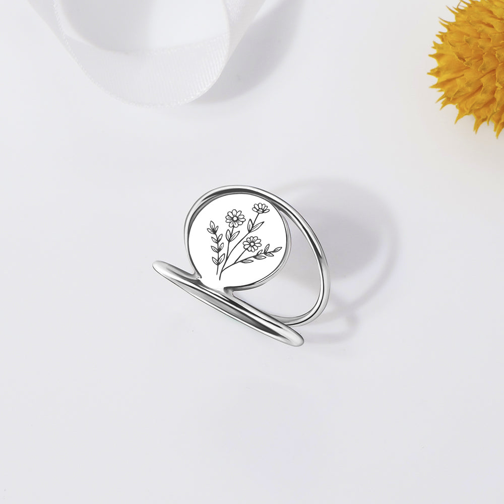 Sterling Silver Spring Wildflowers Nature Ring