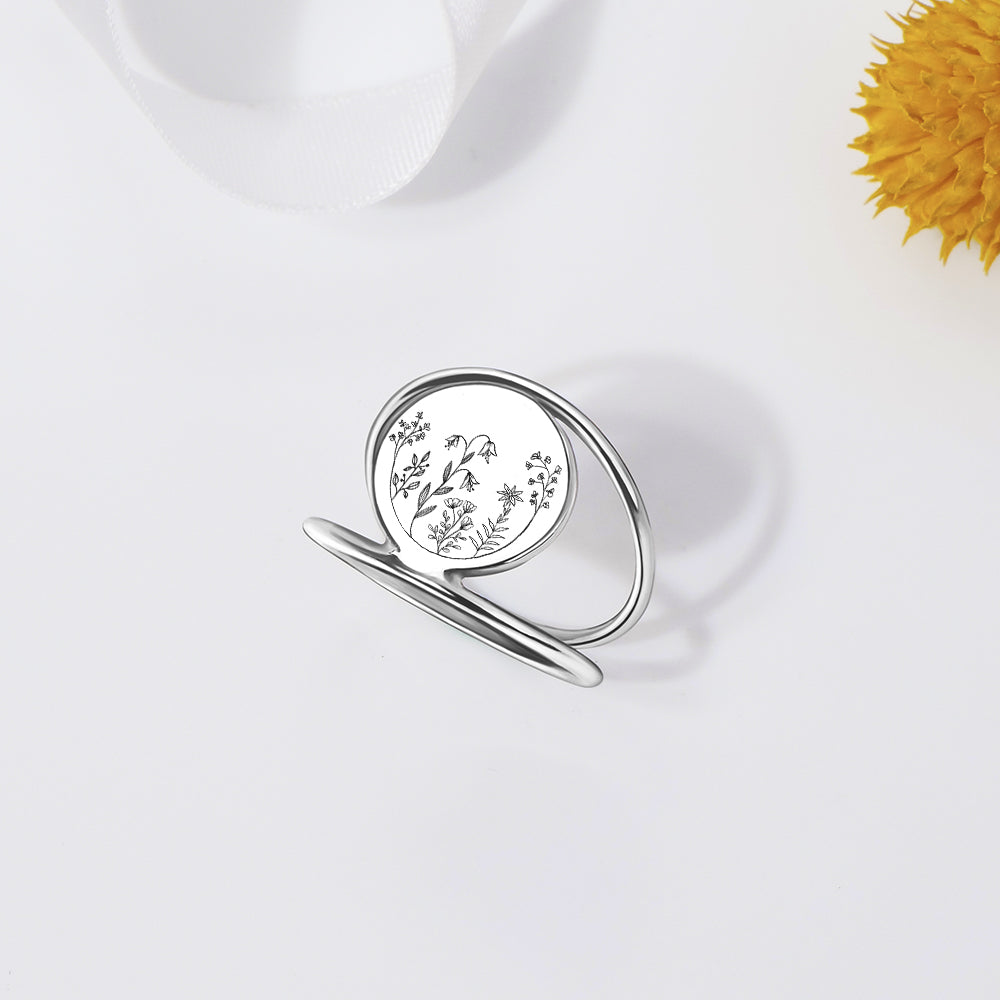 Sterling Silver Spring Wildflowers Nature Ring